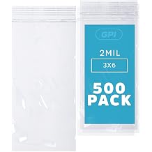 3" x 6" Zip Bags - 500 Count, Small, Clear Plastic Reclosable Zipper Poly Baggies, 2 Mil, with Resealable Zip Top Lock for Packaging Jewelry, Coins, Pills, Candy, Beads, Seeds & More.