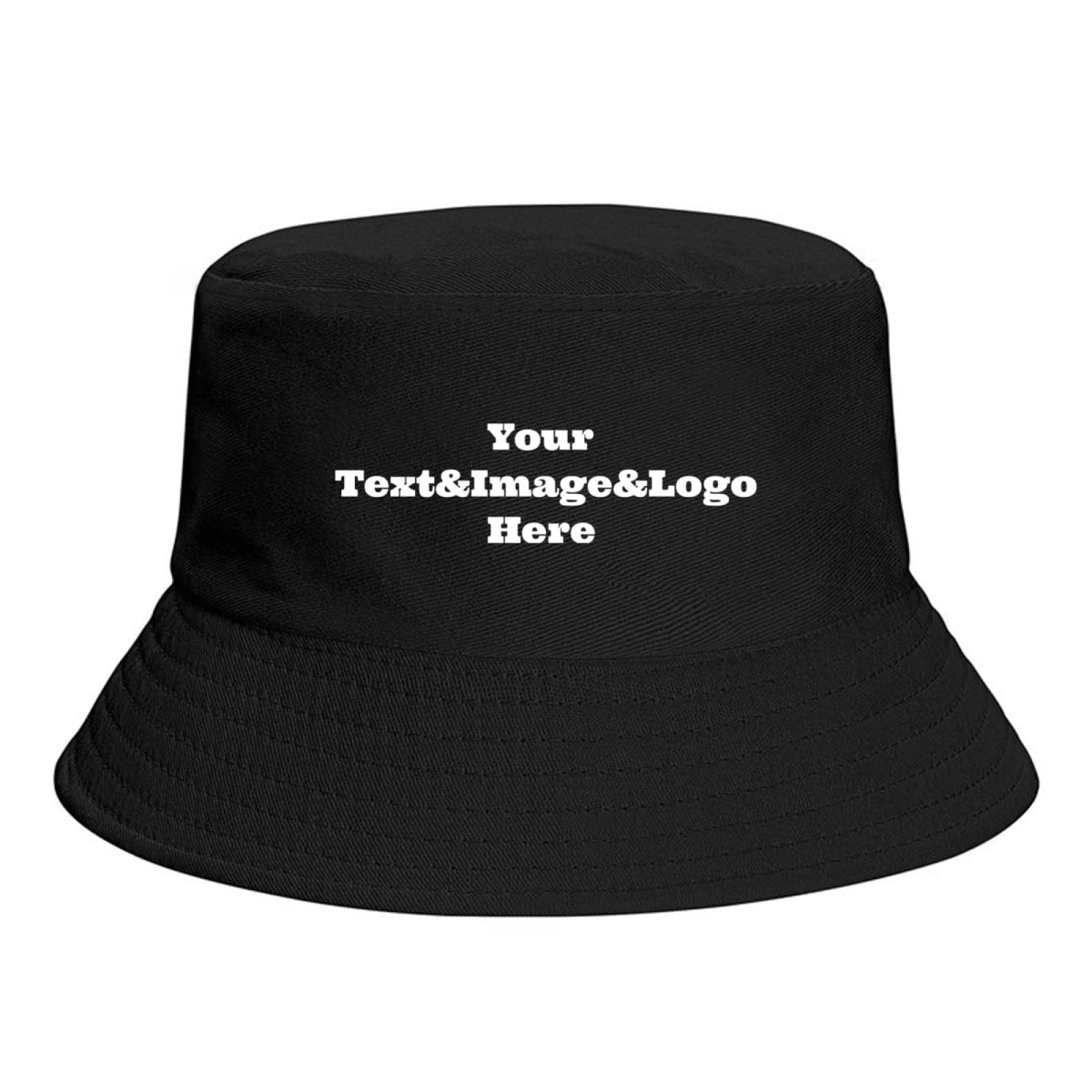 Custom Bucket Hats for Women Men Your Text&Image&Logo Here Fisherman Hat Summer Packable Travel Sun Hat Black