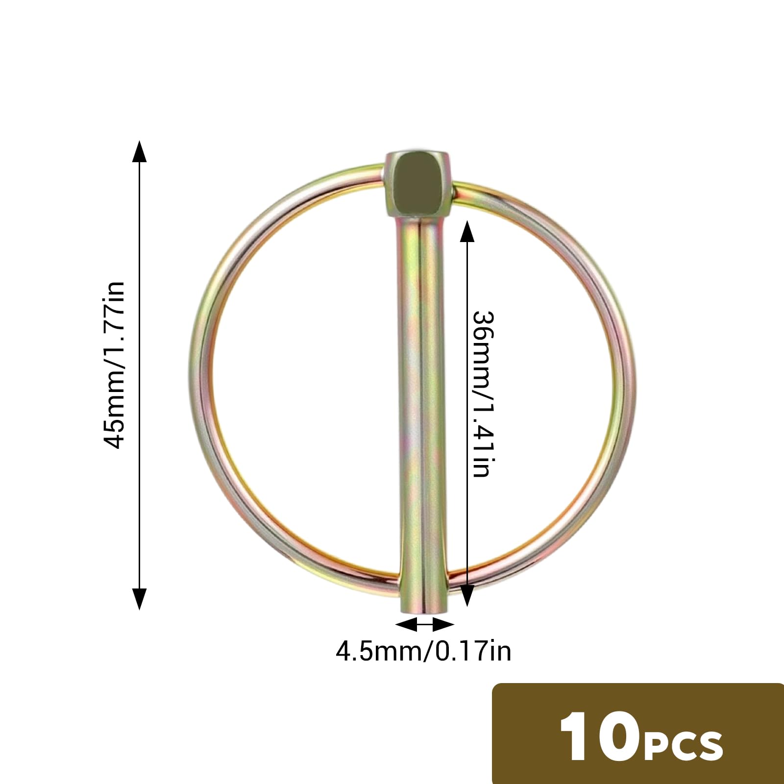 10 Pcs 3/16 Pin Clip Linch Pins 3/16 Lynch Pin Assortment Kit Stainless Steel Heavy Duty Lynch Tractor Pins Lock Linch Clips with Ring for Farm Tractors Trailers Trucks Mower