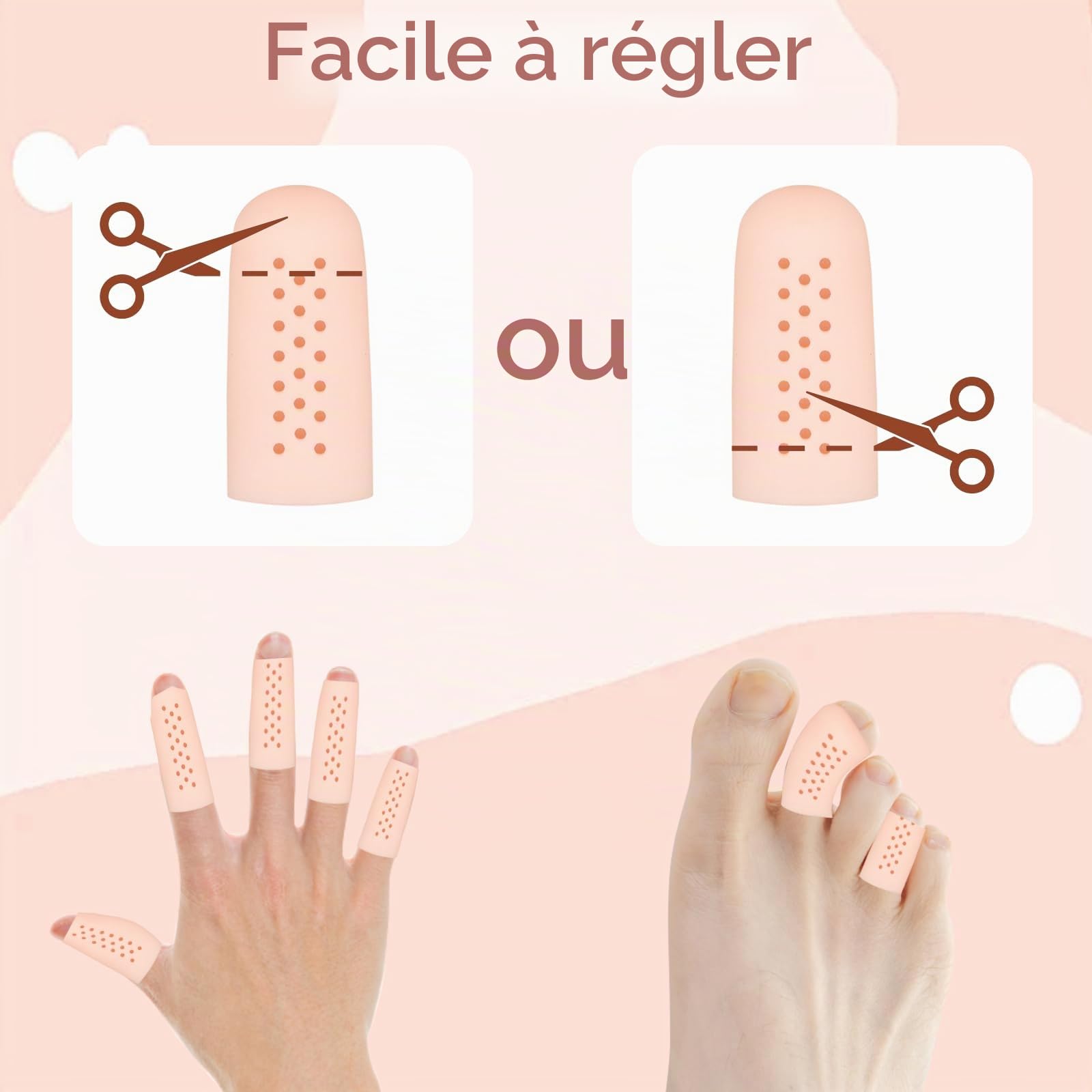 Lot de 16 protège doigts en gel avec trous d'aération, respirants pour plaies, fissures et ampoules