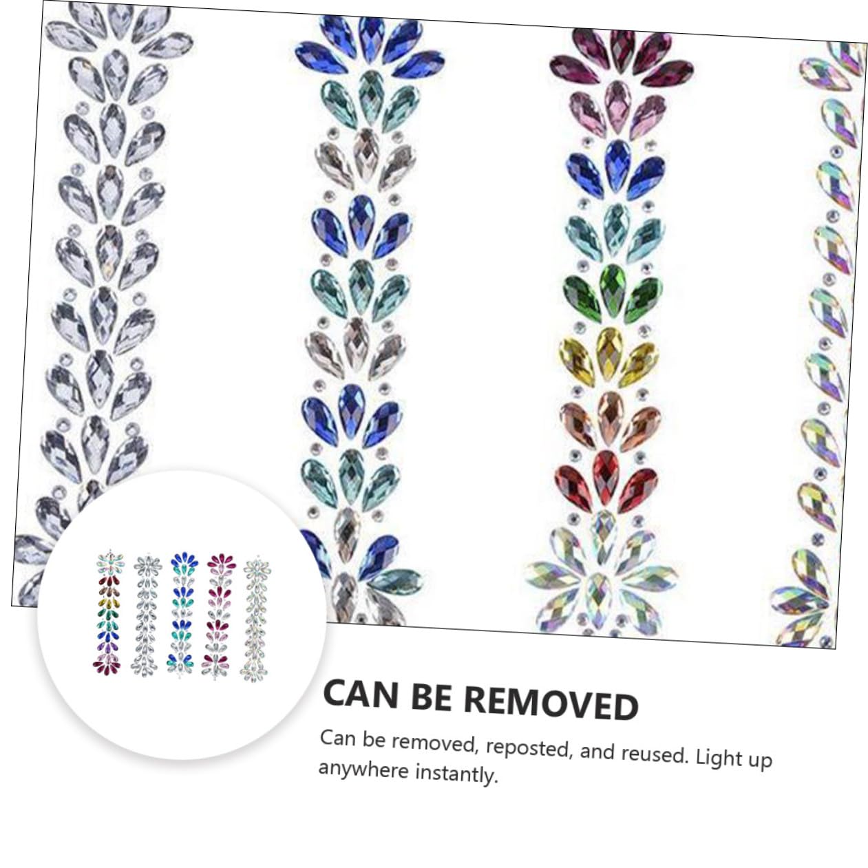 Healvian 10pezzi Adesivi Per Viso e Occhi Con Gemme Strass Glitterate Stickers Acrilico Impermeabili Per Festival e Party Decorazione Unica Per Trucco e