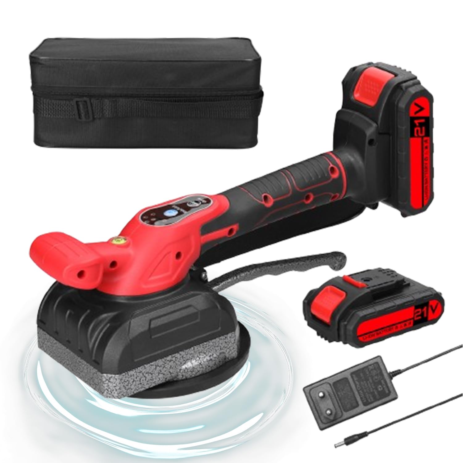 Geevorks 21V Vibratoria para Azulejos,Vibrador baldosas sin cable, con Batería de 2 * 1300 mAh, 5 Engranajes Ajustables