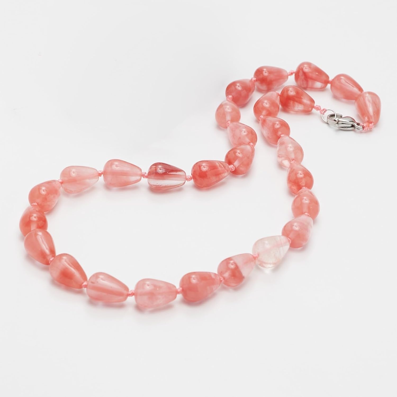 Women's Handmade Gemstone Necklace - TearDrop Shaped Natural Gemstone Beaded Necklace for Women Ladies Jewelry Gift for Women - Image 2