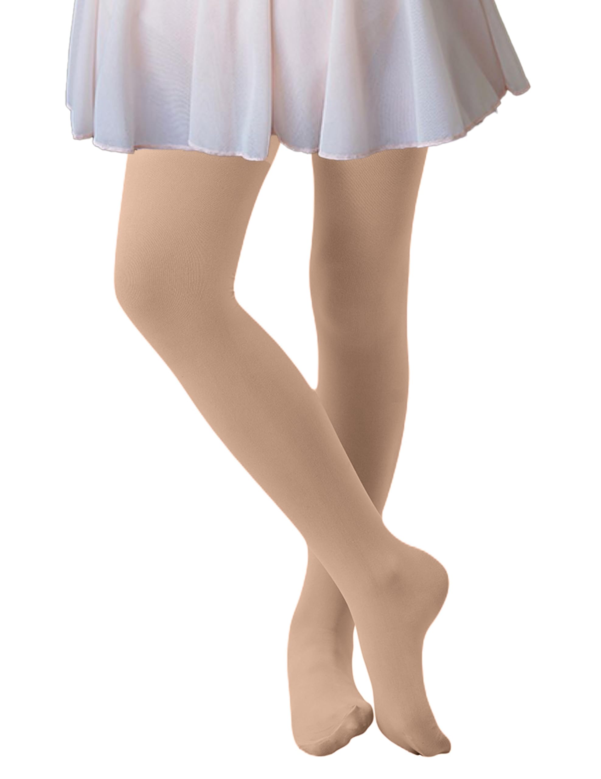 CozyWow Ballettstrumpfhose Mädchen Strumpfhose Ultra Weiche Kinder Elastisch Tanzstrumpfhose Beige 4-6 Jahre