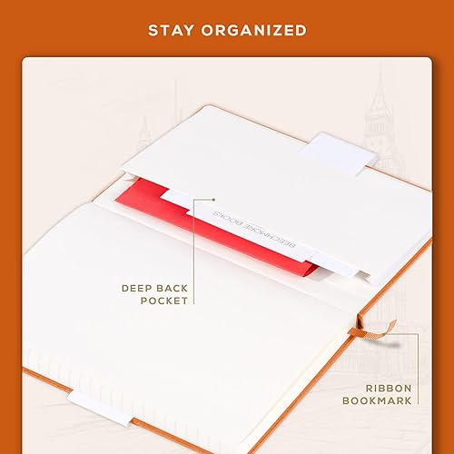 Miniatura 4 de BEECHMORE BOOKS Cuaderno de viñetas de puntos, 8.3 x 5.8 pulgadas, 112 páginas punteadas, cuero de punto cuadriculado de tapa dura, papel grueso de