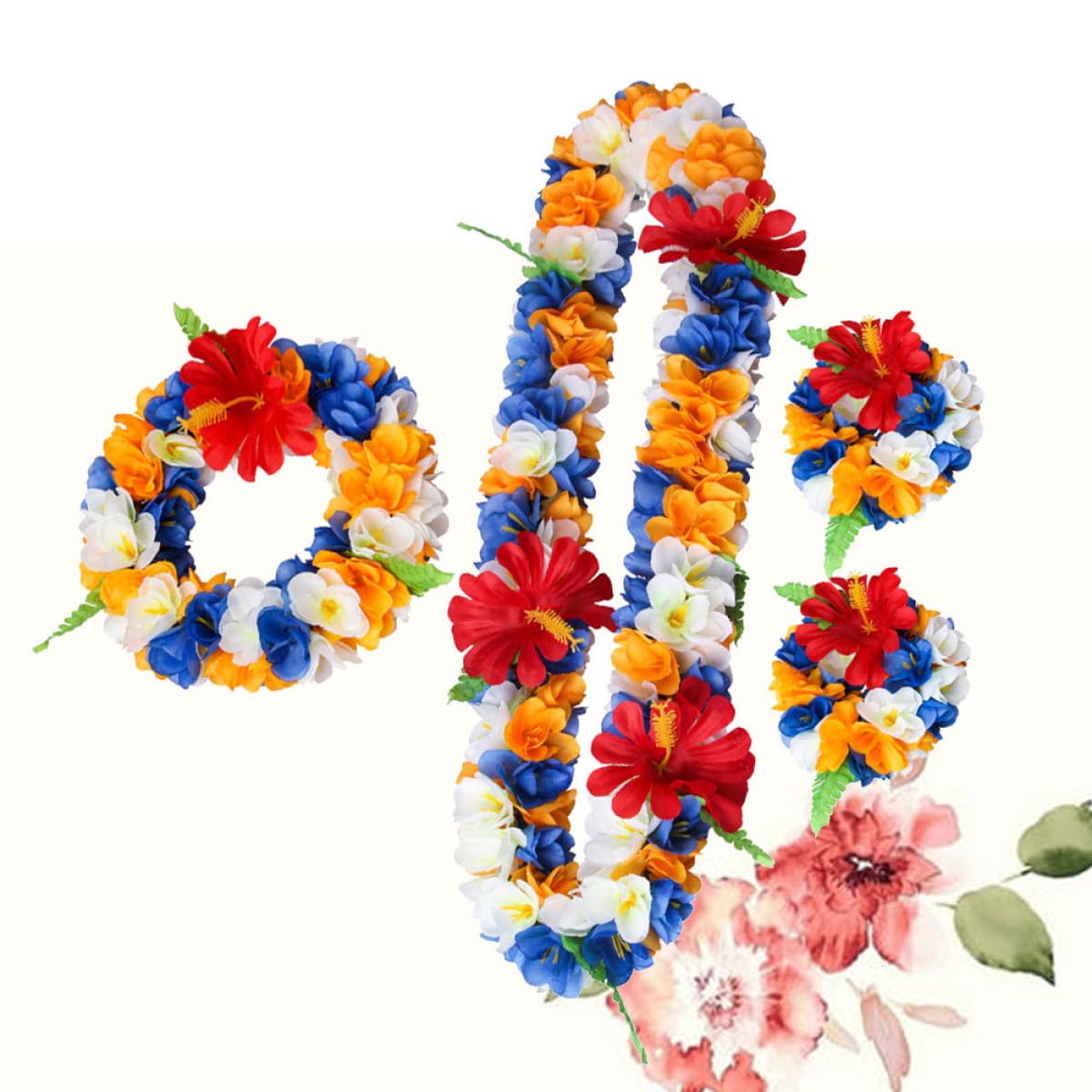 Conjunto de Guirnaldas Hawaianas 4 Piezas de Tela para Adultos