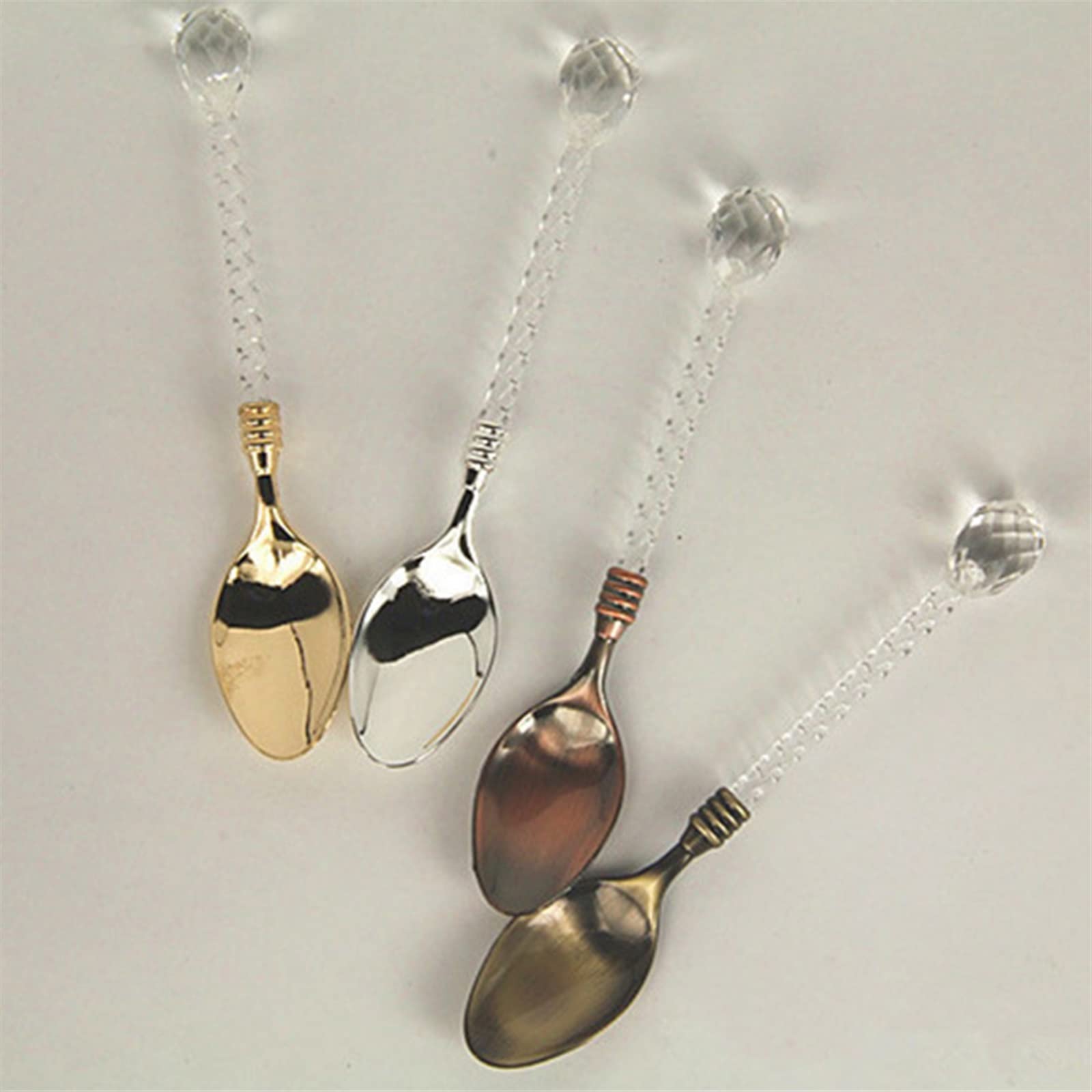 JINGYAN Cuillères à glace Crystal Handle Tea Spoon Coffee Ice Cream(1)