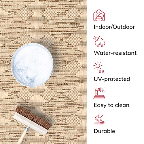 Well Woven Sturl Beige Indoor/Outdoor Flat Weave Pile Nordic Diamond Pattern (2'7" X 9'10" Runner) Runner Rug #TOP5