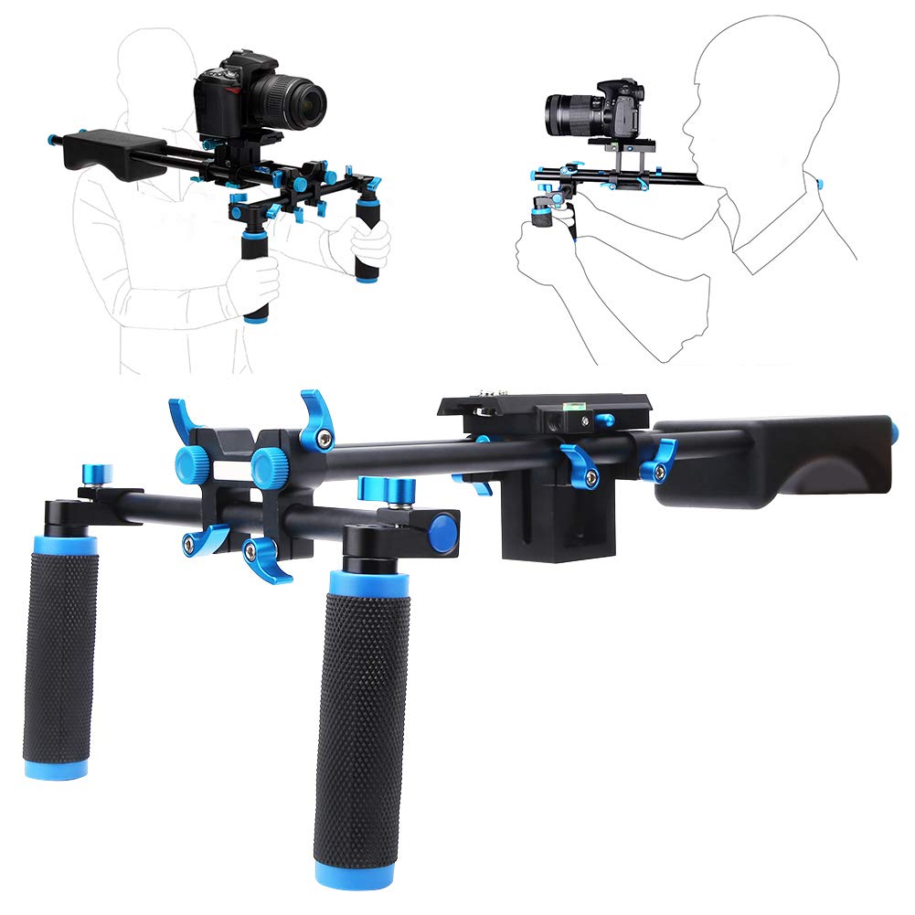 Akozon D2 DSLR RIG Support de Stabilisateur D'épaule pour Caméra de Prise de Vue Vidéo Stable Compatible avec Trépied