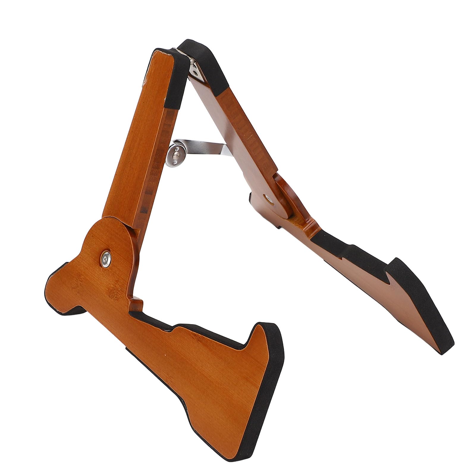 Supporto per chitarra in legno, pieghevole da terra a forma di A, realizzato in mogano massiccio; supporto in legno per chitarra con piedini antiscivolo in gomma,