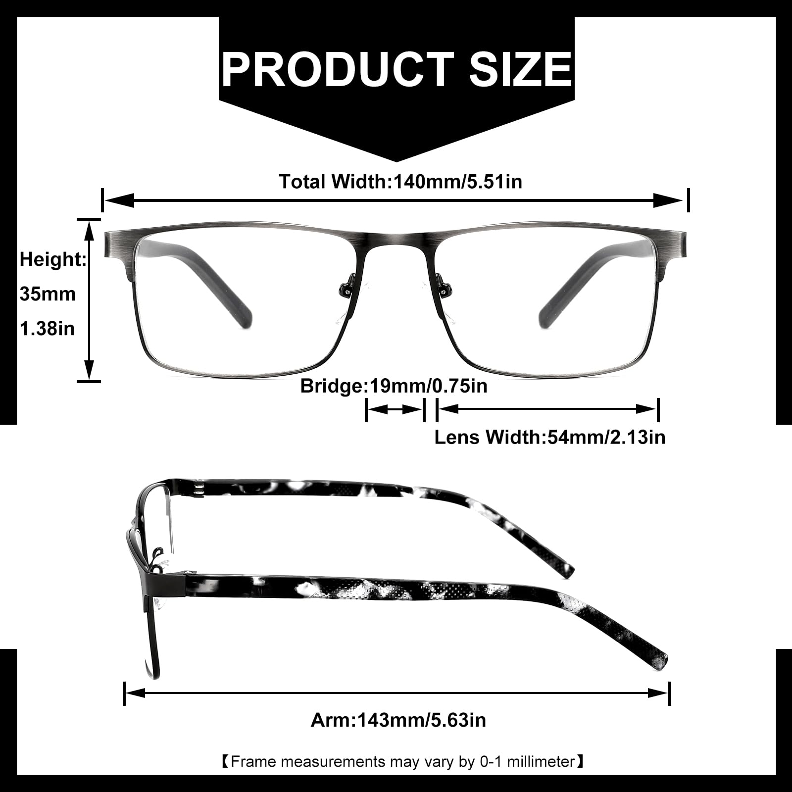 5er-Pack Lesebrille für Herren, mit Blaulichtblockierung, Federscharnieren und Metallrahmen (2,0 Vergrößerung).
