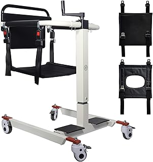 Portable Wheelchair Patient Lift for Home Patient Transfer Chair Adjustable Height Car Transfer aid Patient Lift Wheelchair Care Transport Wheelchair Bathroom Wheelchair (Without Bedpan)