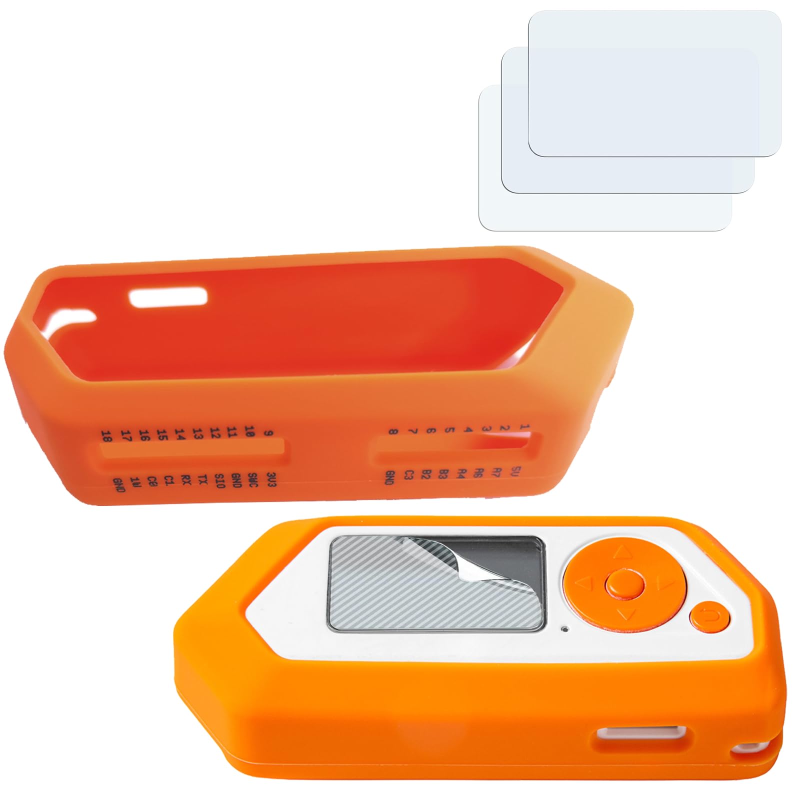 ANBOO Funda de silicona y 3 protectores de pantalla para Flipper Zero, Flipper Zero Hacking Tool, Flipper Zero Case – Naranja