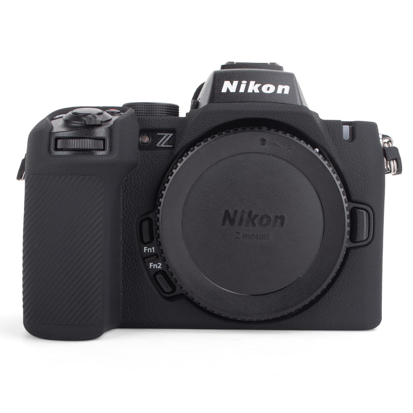 MUZIRI KINOKOO Silikonowe etui kompatybilne z aparatem cyfrowym Nikon Z50 II, miękka guma Z50II, pokrowiec ochronny z uchwytem na rękę, antypoślizgowe i odporne na zarysowania, czarne