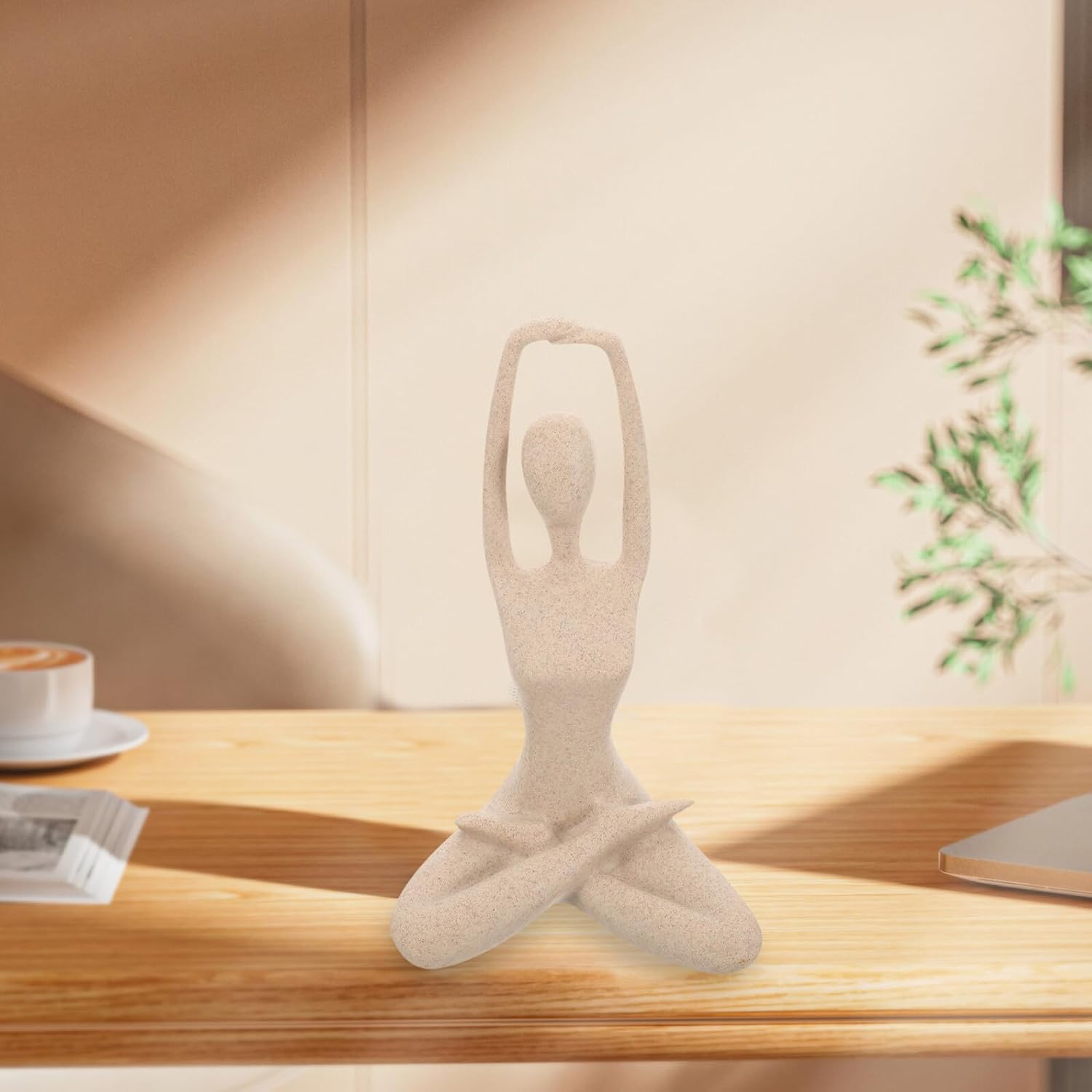 PRETYZOOM Yoga Figurine Resin Sculpture Nordic Sandstone Fitness Lady Statue Delicate Yoga Ornament for Home Living Room Zen Decoration image 5