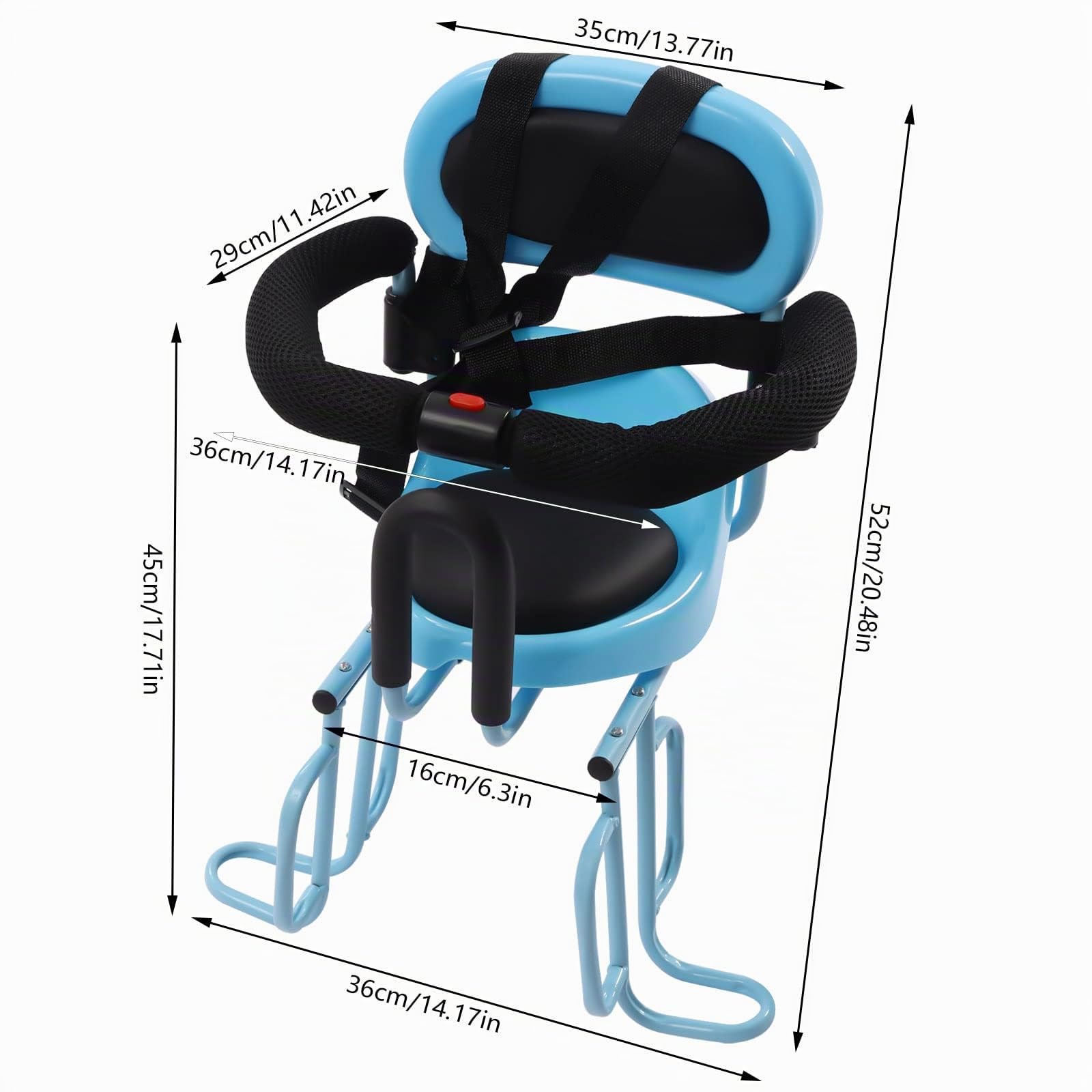 Siège de vélo pour enfant, siège arrière pour vélo d'enfant, dispositif de protection en forme de U, sangle réglable sur quatre positions, capacité de charge 35 kg, design amovible pour les