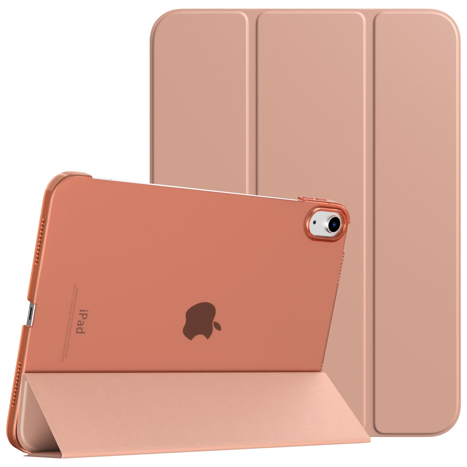 TiMOVO Cover Custodia Compatibile con iPad 10 Generazione 10,9" 2022, iPad 10 Cover con Retro in PC Rigido Semi-Trasparente, Funzione di Auto Sveglia/Sonno, Pompelmo