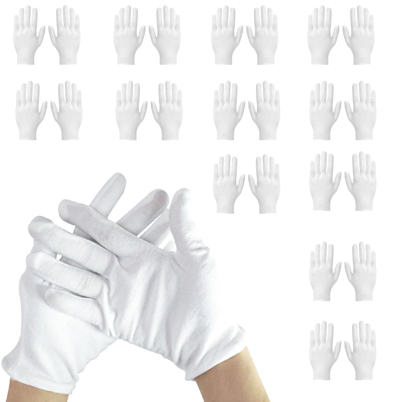 6 Paar Baumwollhandschuhe Weiße, Weich Schutzhandschuhe für trockene Hände Feuchtigkeitspflege SPA Handpflege Handschuhe Baumwolle (Weiß-12)