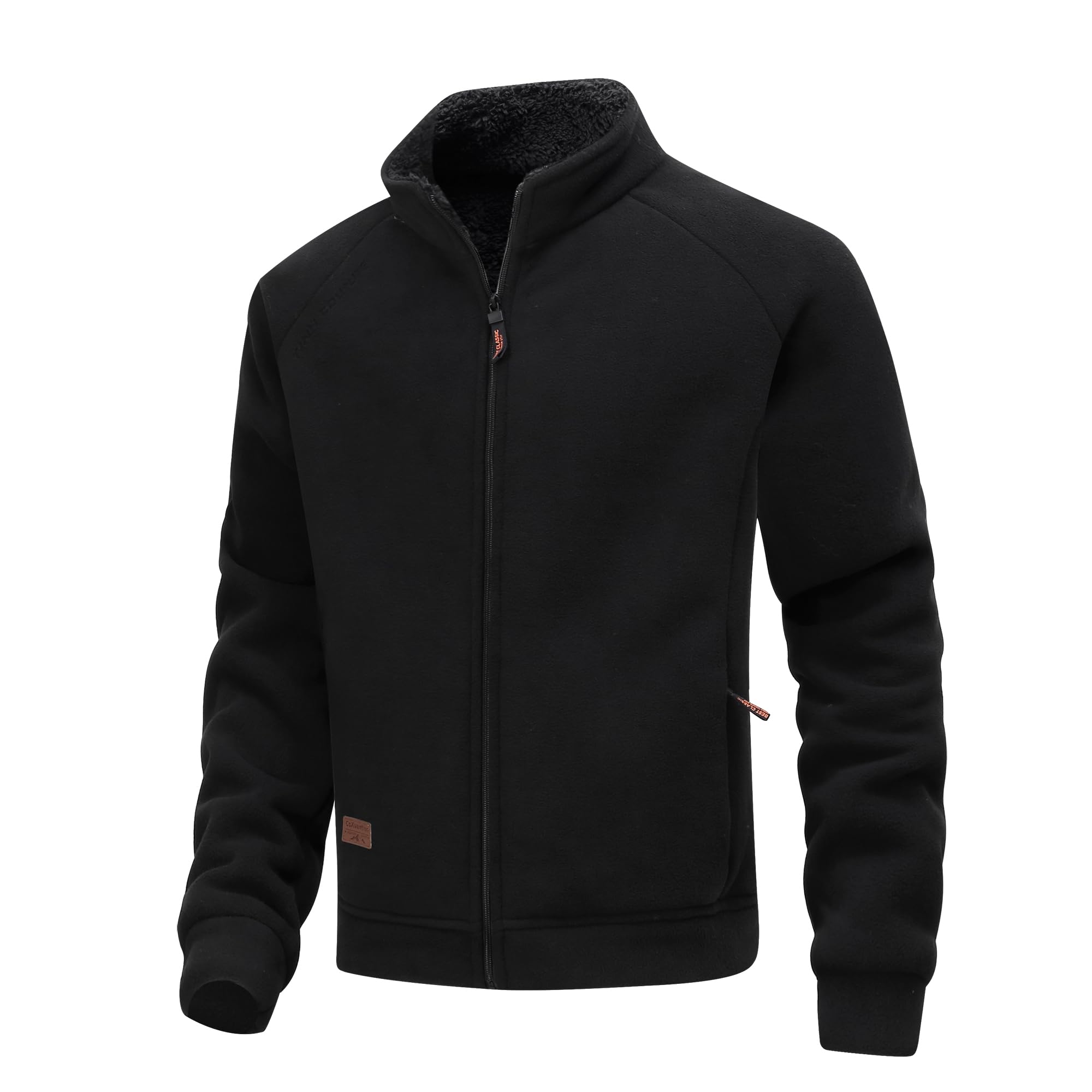 Veste Hiver Polaire Homme Col montant Chaude Veste Légère Coupe-vent Manteau avec poches zippées Manteau de Randonnée pour course loisirs