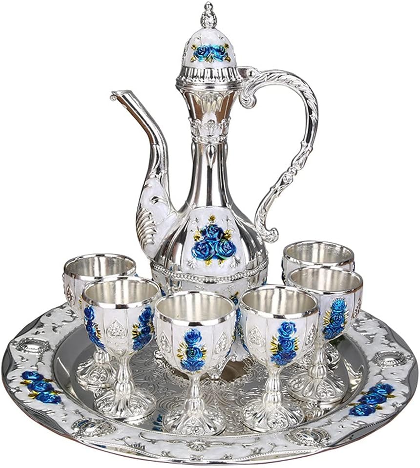 Wine Set Wine Decanter Pumpkin Style Hip Flask A Cup of Wine Home Bar Metal Drinking Bottle Wine Cup Set White Wine (Color : B) (A)