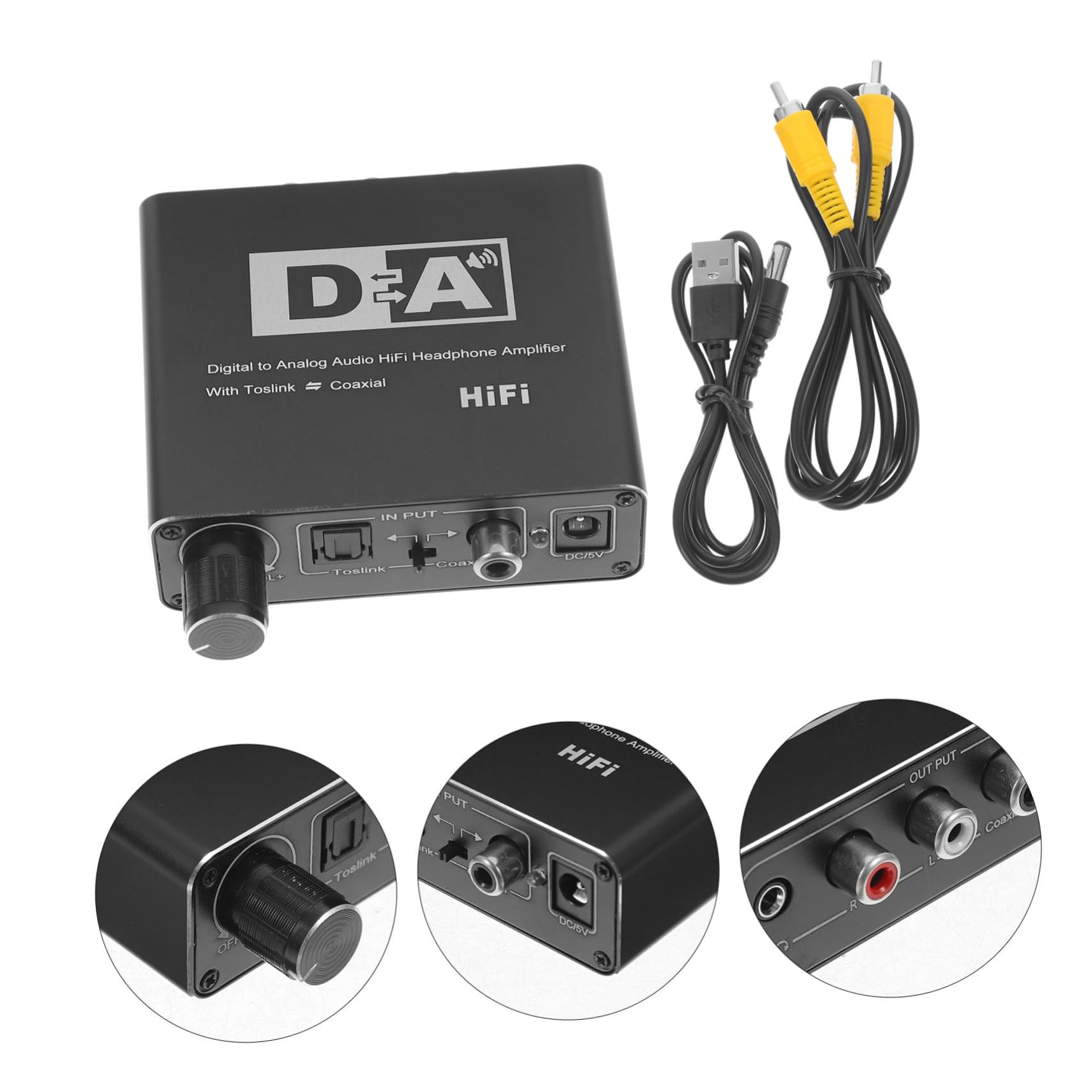 OSALADI Convertitore Audio Digitale Analogico Ottico Adattatore Compatto Per Dispositivi Digitali e Impianti Audio Analogici Qualità Del Suono Inalterata e Facile Da Trasportare