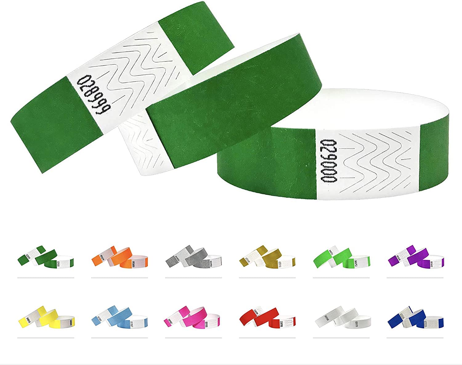 Tyvek Pulseras – 500 unidades – Tyvek pulseras para eventos (Verde oscuro, 500 Pack)