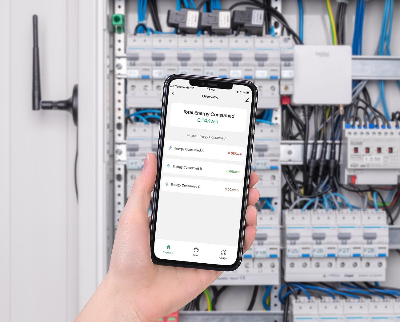 Luminea Home Control Smart Meter: Smarter 3-Phasen-WLAN-Stromzähler & Echtzeit-Energiemonitor, 120A, App (Meter 3-Phasen WiFi, Drehstromzähler mit App, phasig)