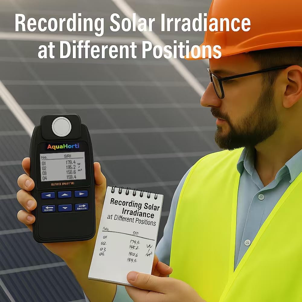 AH-SOL Medidor de Potencia Solar – Medidor Digital de Alta Precisión para Irradiancia Solar, Instalación de Paneles Solares, Medición de Intensidad Solar, Investigaciones y Más