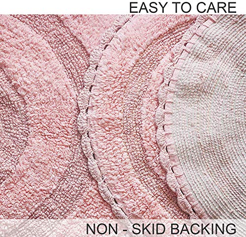 The Home Talk Cotton Crochet Bath Rug | Area Rug For Spa, Vanity Shower, Kitchen & Living Room | Water Absorbent Linens | Warm & Soft Carpets | Bathroom Accessories | 24’’ Round | Blush Pink Store #TOP2