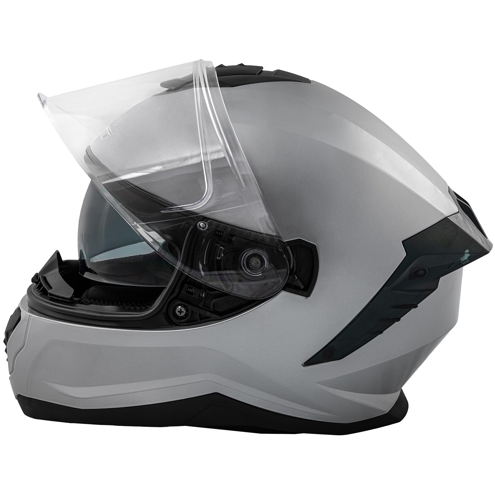 A-Pro Casco Integrale Moto Scooter Touring Visiera Interna Parasole Viaggio Argento M