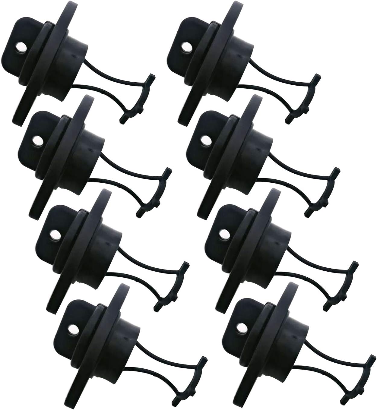 Markeny 8 Pieces Black Plastic Universal Hull Thread Drain Plugs Kayak Accessories Boat Drain Holes Bungs