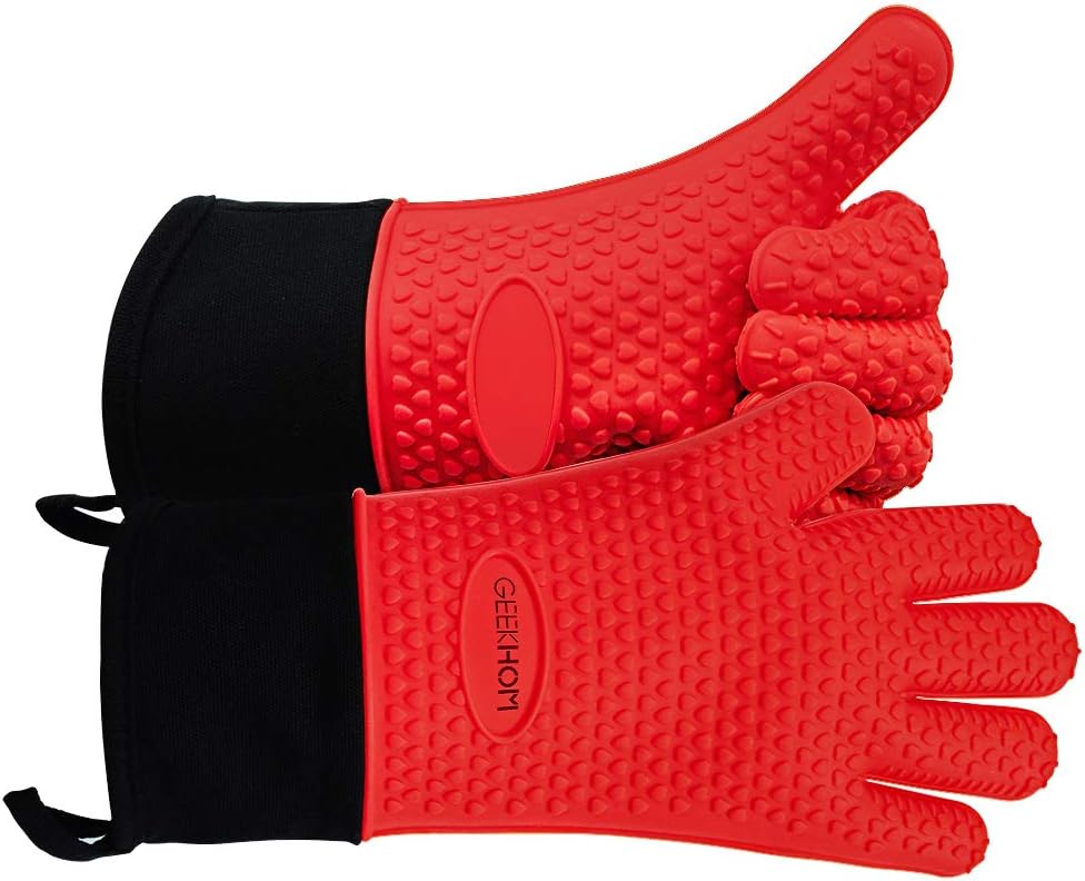 GEEKHOM Smoker Grilling Gloves, Heat Resistant Gloves BBQ Kitchen