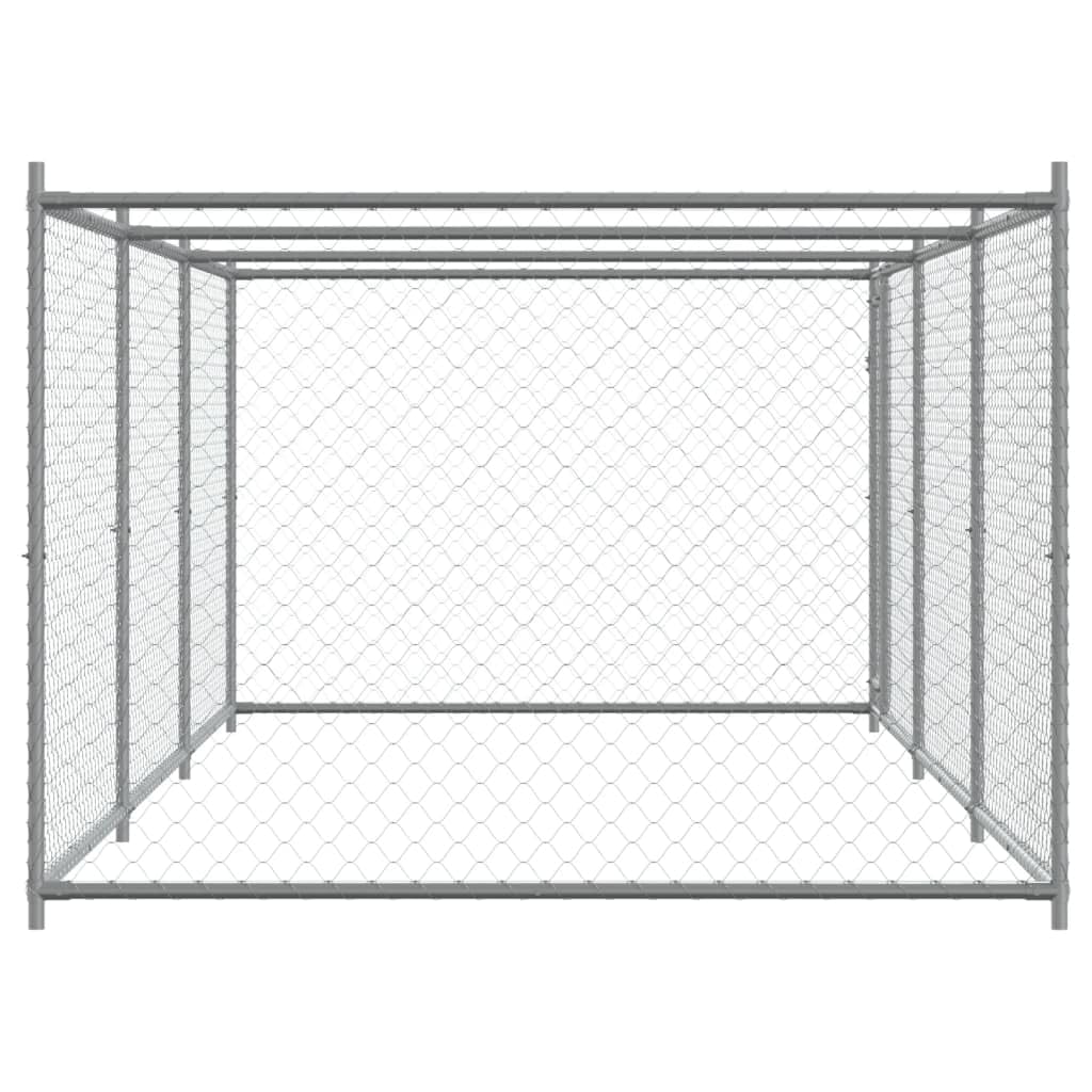 Käfig für Hunde, grau, 6 x 2 x 1,5 m, verzinkter Stahl
