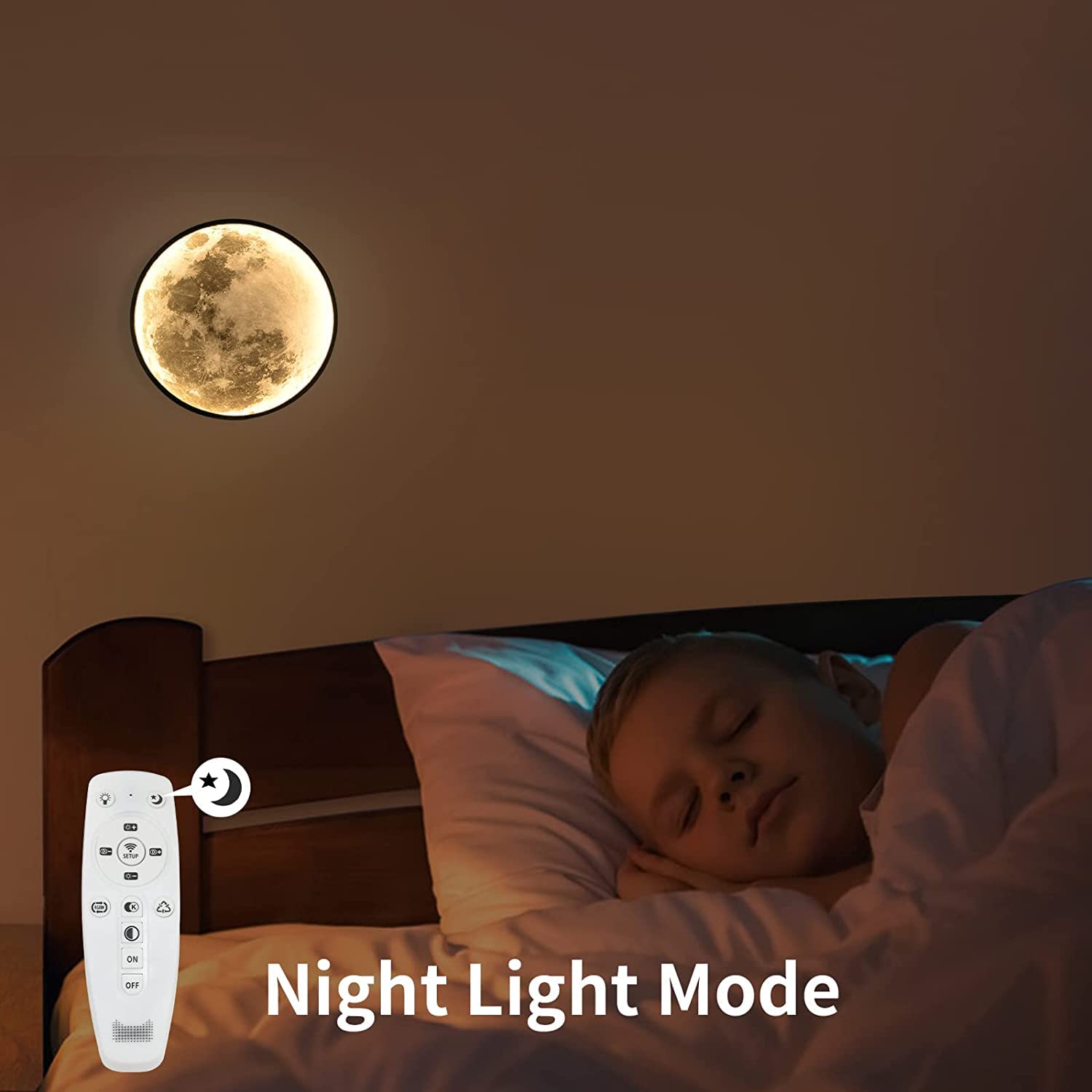 Lampa ścienna LED dla dzieci, możliwość ściemniania, z pilotem zdalnego sterowania, nowoczesna lampa z motywem księżyca 3D, idealna do sypialni, korytarza, schodów, oświetlenie dekoracyjne
