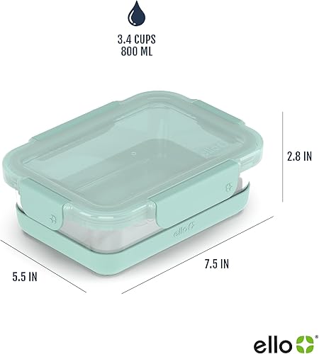 Miniatura 4 de Ello Duraglass - Juego de 10 recipientes de vidrio para preparación de comidas con funda de silicona, tapas herméticas, sin BPA, apto para