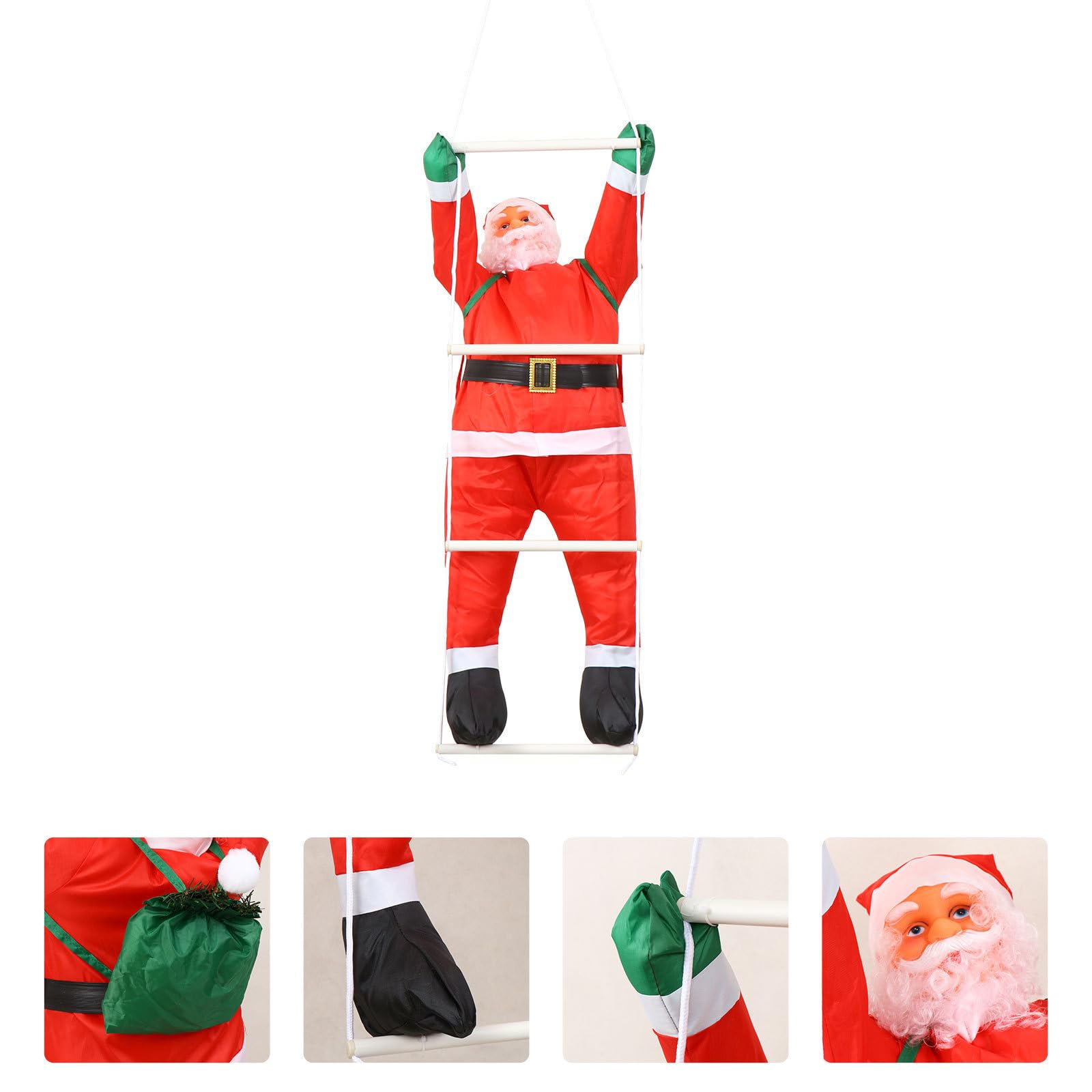 Colgante Navideño de Papá Noel para Decoración de Escalera Tela Oxford y Algodón PP, Accesorio Divertido para Fiesta y Ambiente Navideño Clásico