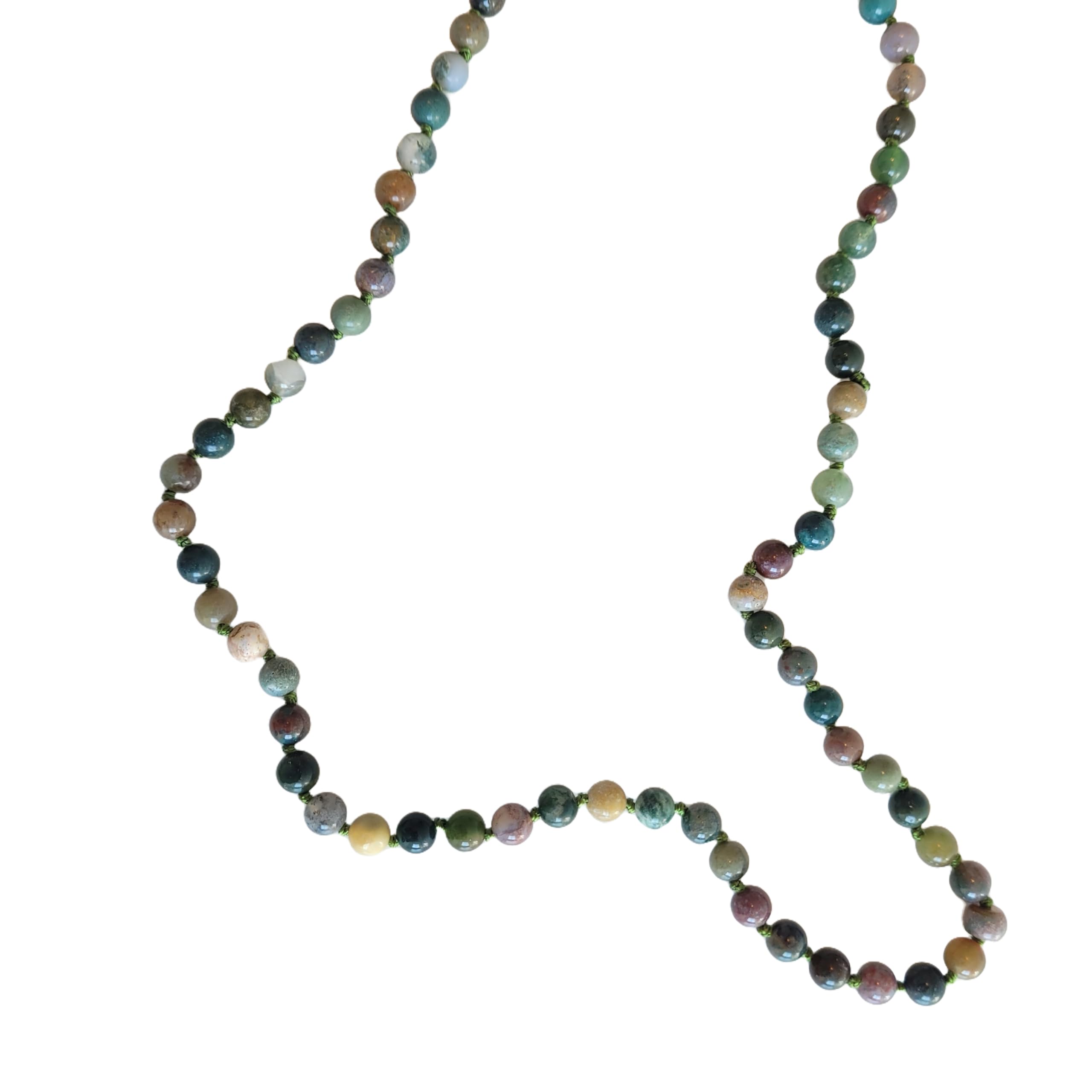 UA Collar Largo de Cuentas de Minerales Naturales, Anudado - Estilo Bohemio y Artesanal - 6mm