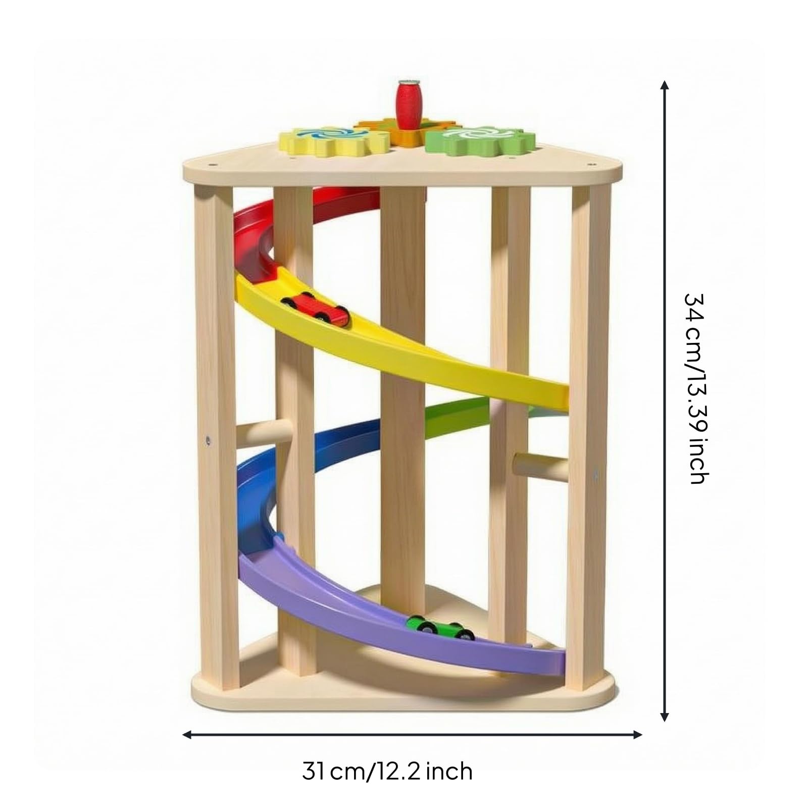 Kinder Kugelbahn Auto Rennbahn Holz Spielzeug Set Rutsche Bahn Lernspielzeug Zahnrad Aktivität Glatte für Vorschule Therapiestelle Frühförderung