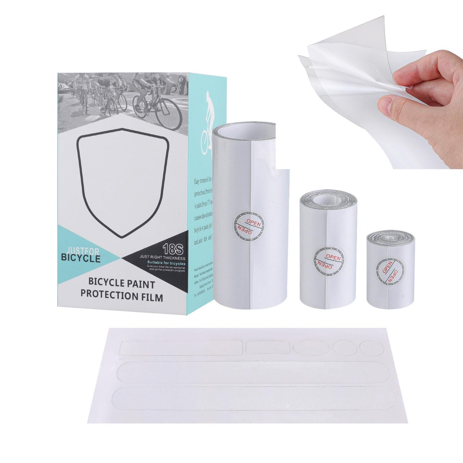 Nastro protettivo per bici, Scudo in PVC trasparente per deflessione degli impatti, Materiale antigraffio in PVC trasparente con funzione di rimozione senza residui, Avvolgimento bici pe