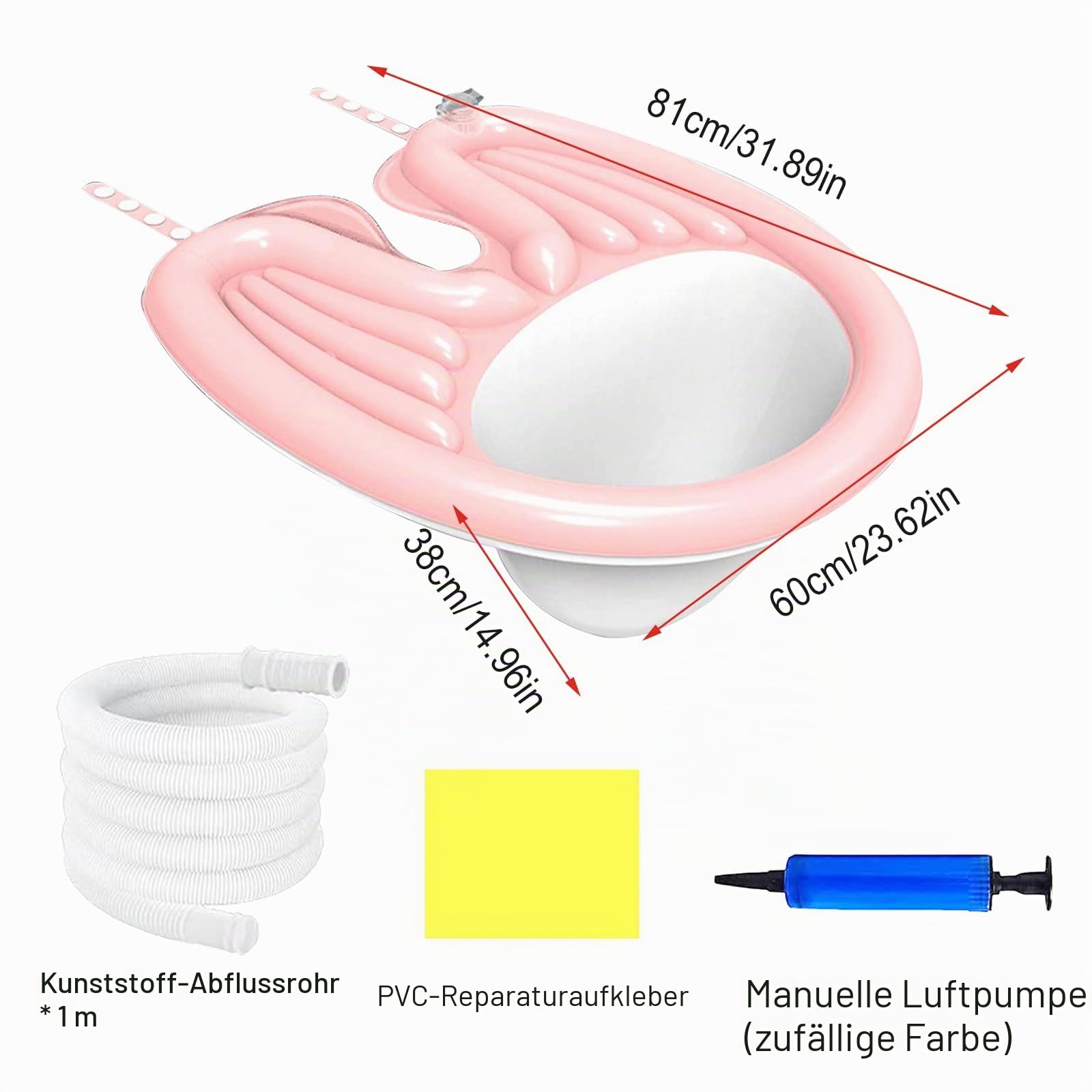 Aufblasbares Haarwaschbecken, mobiler Salon, PVC, faltbare Haarwaschschüssel für ältere Menschen mit Behinderung, schwangere Frauen, Kinder, Senioren (Rosa)