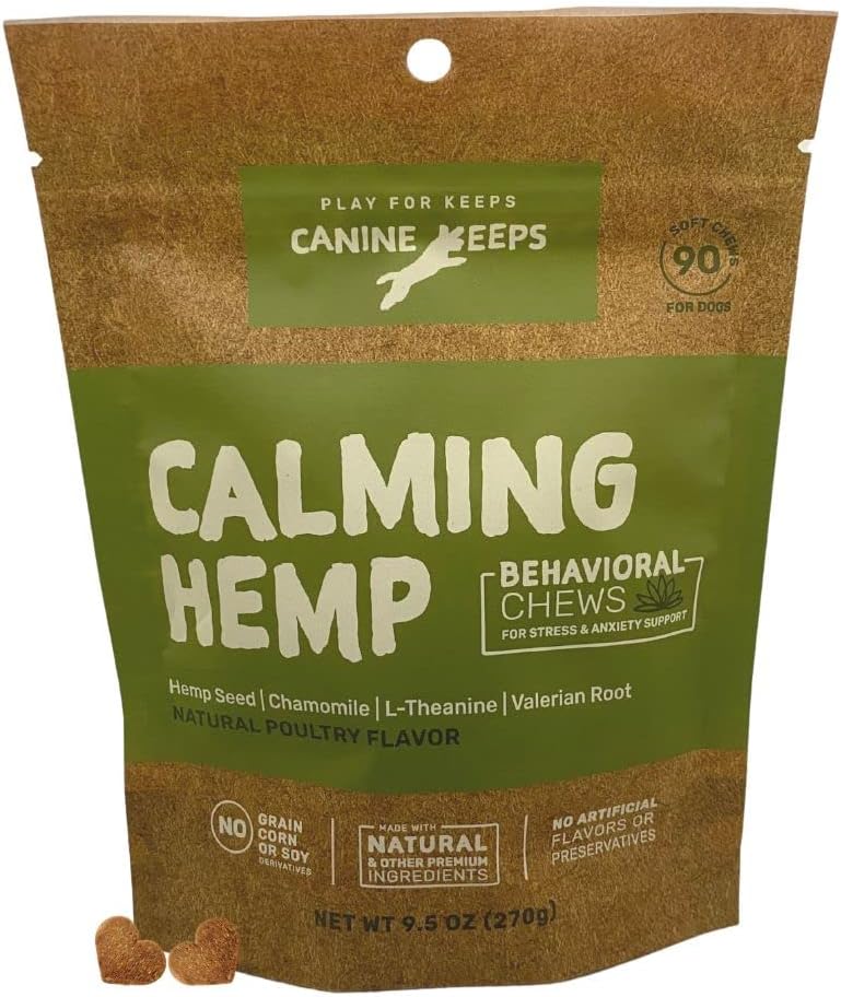 Canine Keeps Calming Chews for Dogs - Relaxation with Hemp, Chamomile & Valerian Root - Dog Anxiety & Stress Relief Supplement - Aids…