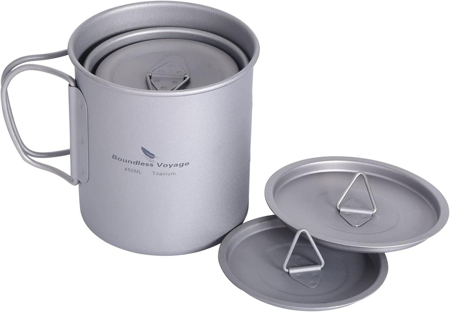 Boundless Voyage Titanium Cup with Lid Outdoor Camping Ultralight Water Tea Coffee Mug 200ML/300ML/450ML (3 Pcs (200+300+450ml))