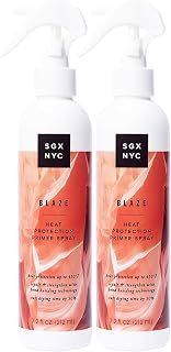 SGX NYC Blaze Heat Protection Primer Spray - Leave-In Heat Protection Spray for Hair - Infused with Ceramides - Revitalizes Damaged Hair - 2 pc