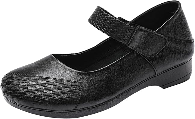 MOYOWEI Womens Closed Toe Mary Jane Leather Dress Pumps