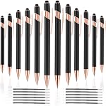 12 PCS Stylo à Bille 2 en 1, Stylo avec Pointes de Stylet, Stylo Métallique à Encre Noire 1.0 mm, 12 Stylos et 12 Recharges (Or Rose & Noir)