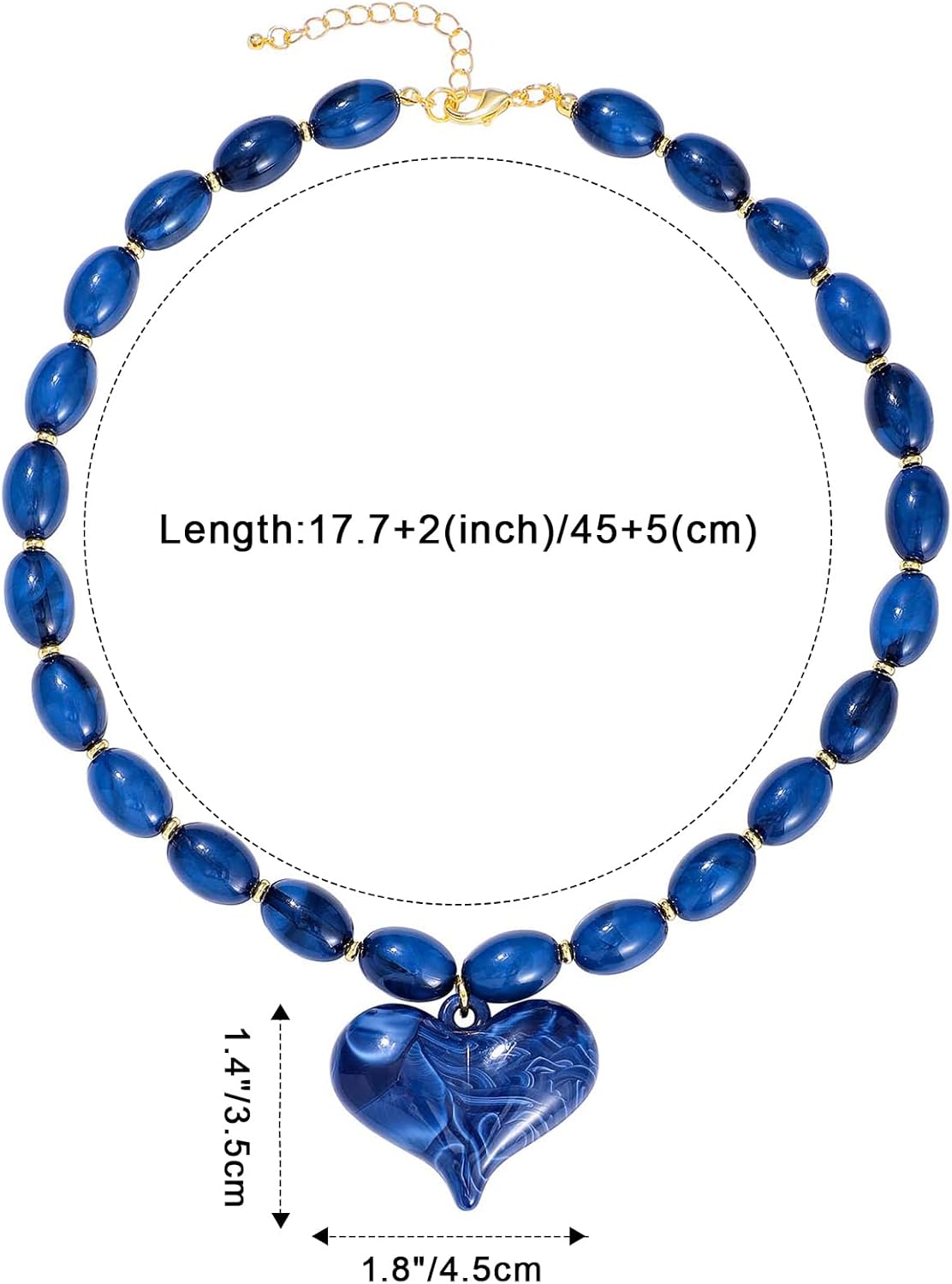 Acrylic Beaded Chunky Heart Necklace Statement Necklace Puffy Heart Pendent Necklaces for Women Fashion Jewelry - Image 6