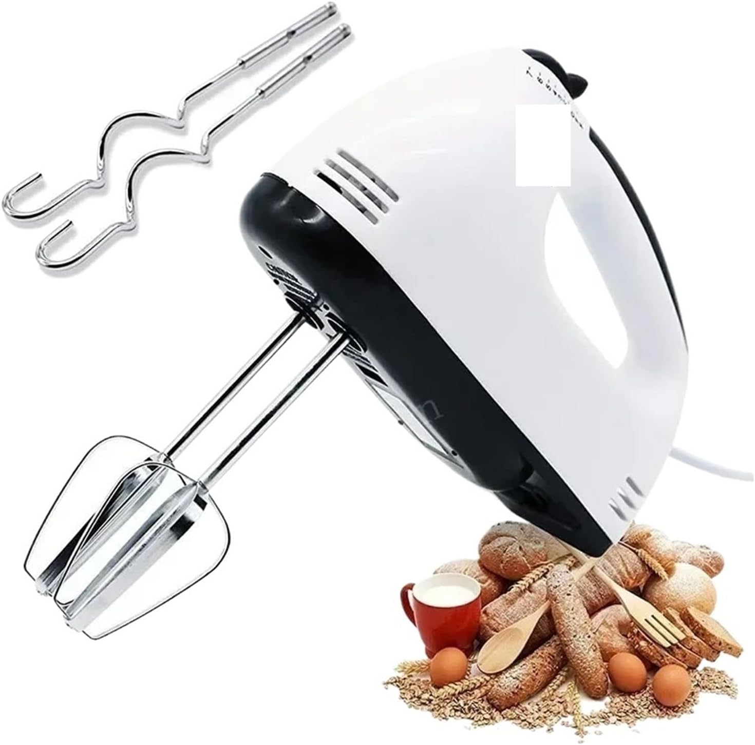 Electric Beater Portable, 2-in-1 Handheld Milk Cream Mixer & Frother - 5 Speed Automatic Whisk for Cake, Egg, Kitchen & Household Use (Lightweight & USB Rechargeable)(UK)
