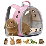 Bunny Carrier, Guinea Pig Carrier,Small Animal Carrier Backpack for Rabbit,Bearded Dragon, Lizard,Hamster,Kitten. Breathable Pet Travel Cage Bag (Pink)