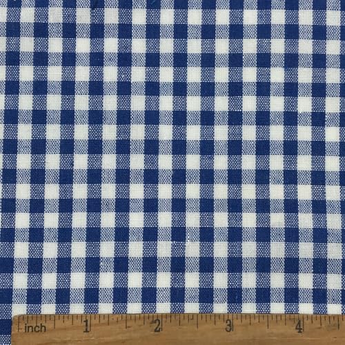 1-5 Royal Blue and White Gingham Fabric 130GSM Cotton Blend 57 x 1 Yard pre Cut