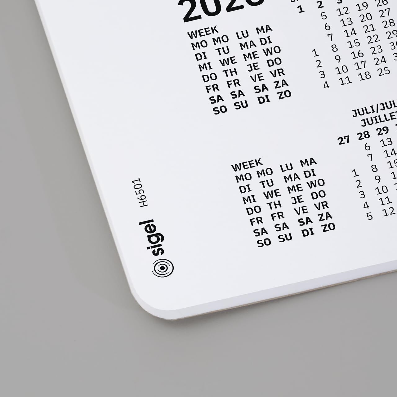 SIGEL H6550 Bureauonderlegger, papier, wandblok, 3 jaar kalender en maandoverzicht, maandplanner, A2 (59,5 x 41 cm), zwart en wit, 12 vellen